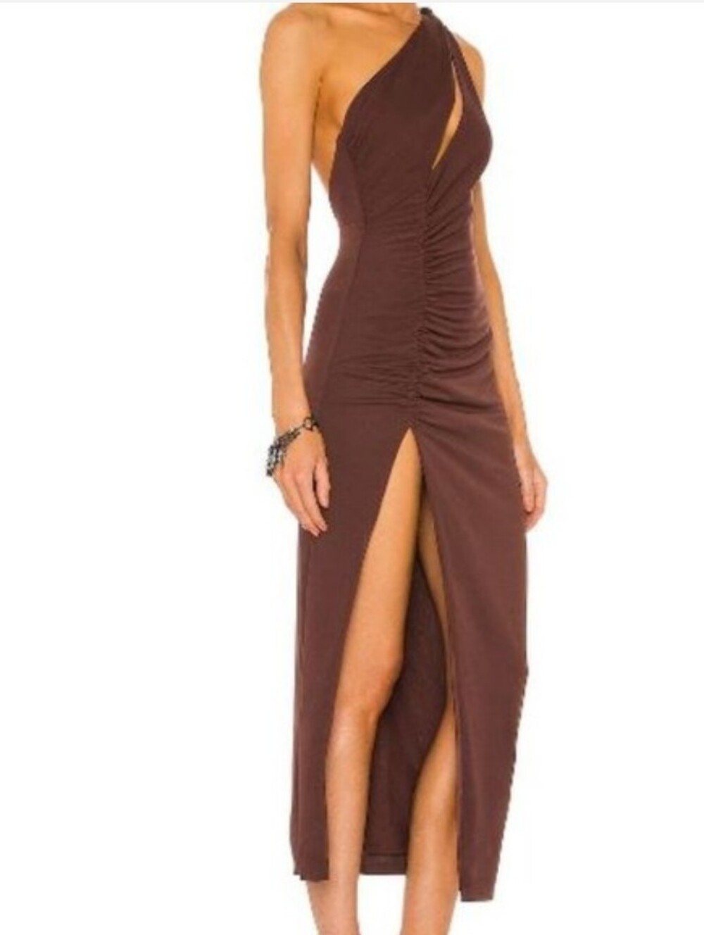 Dundas X Revolve Kate Midi Dress Chocolate Brown Sz S - Picture 2 of 6